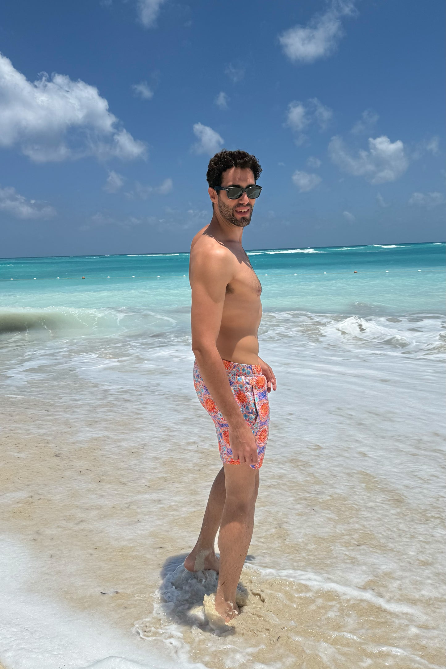 Orange Patterned Swimming suit