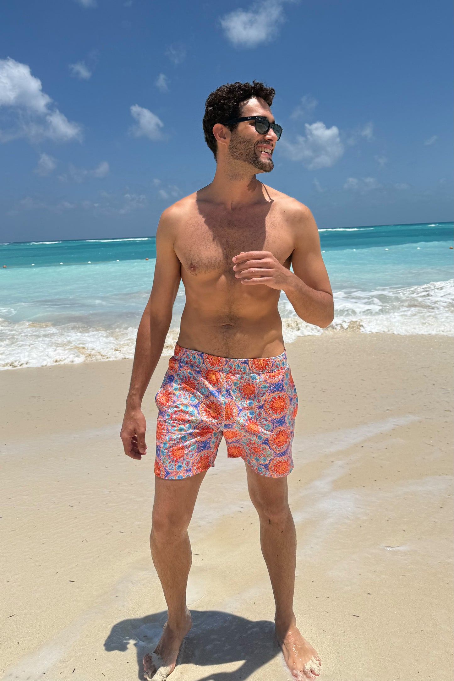 Orange Patterned Swimming suit