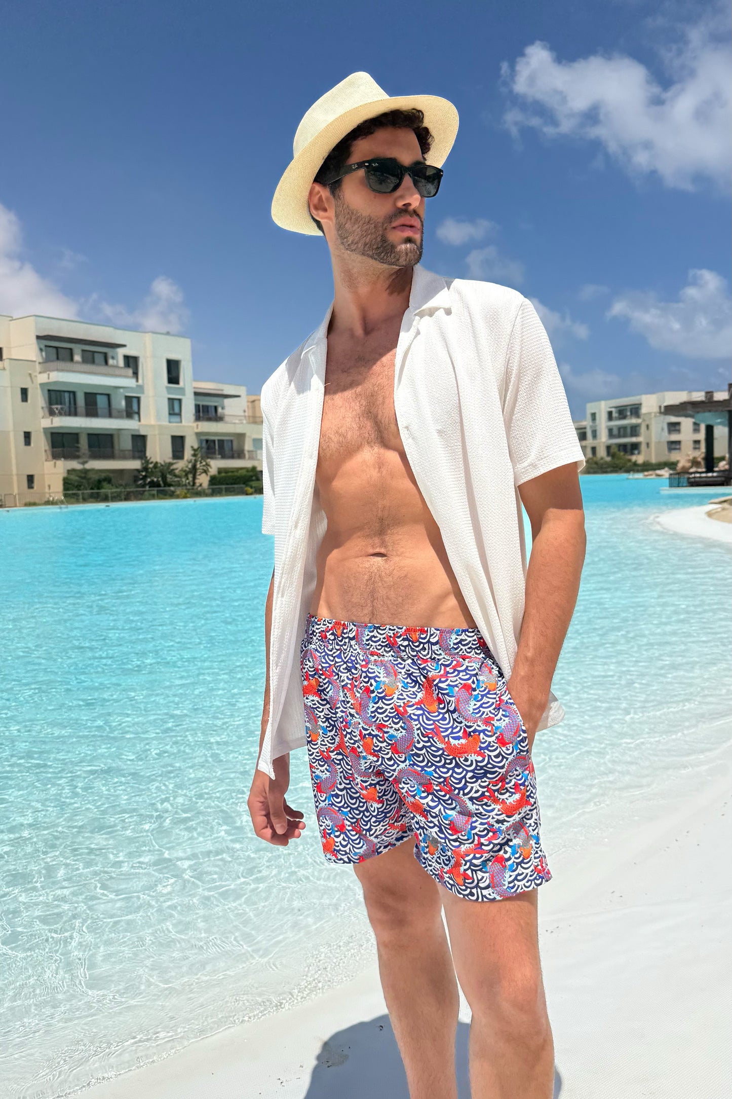 Blue Patterned Swimming suit