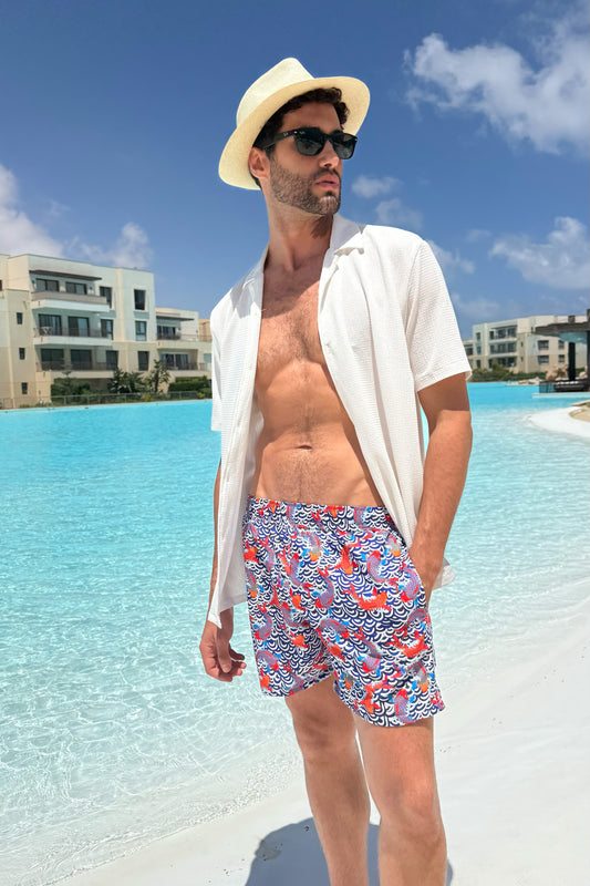Blue Patterned Swimming suit