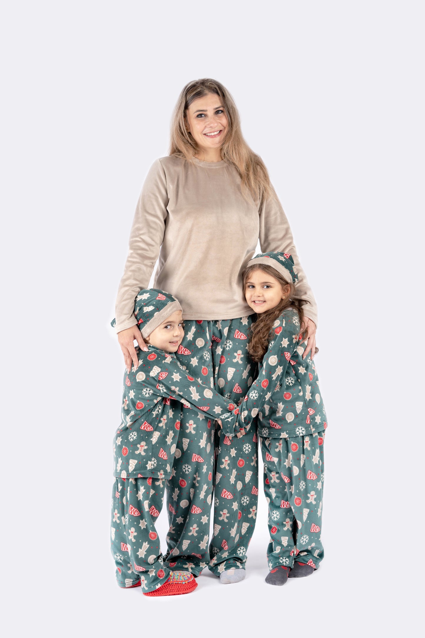 Christmas Beige & Green Pijama - Women