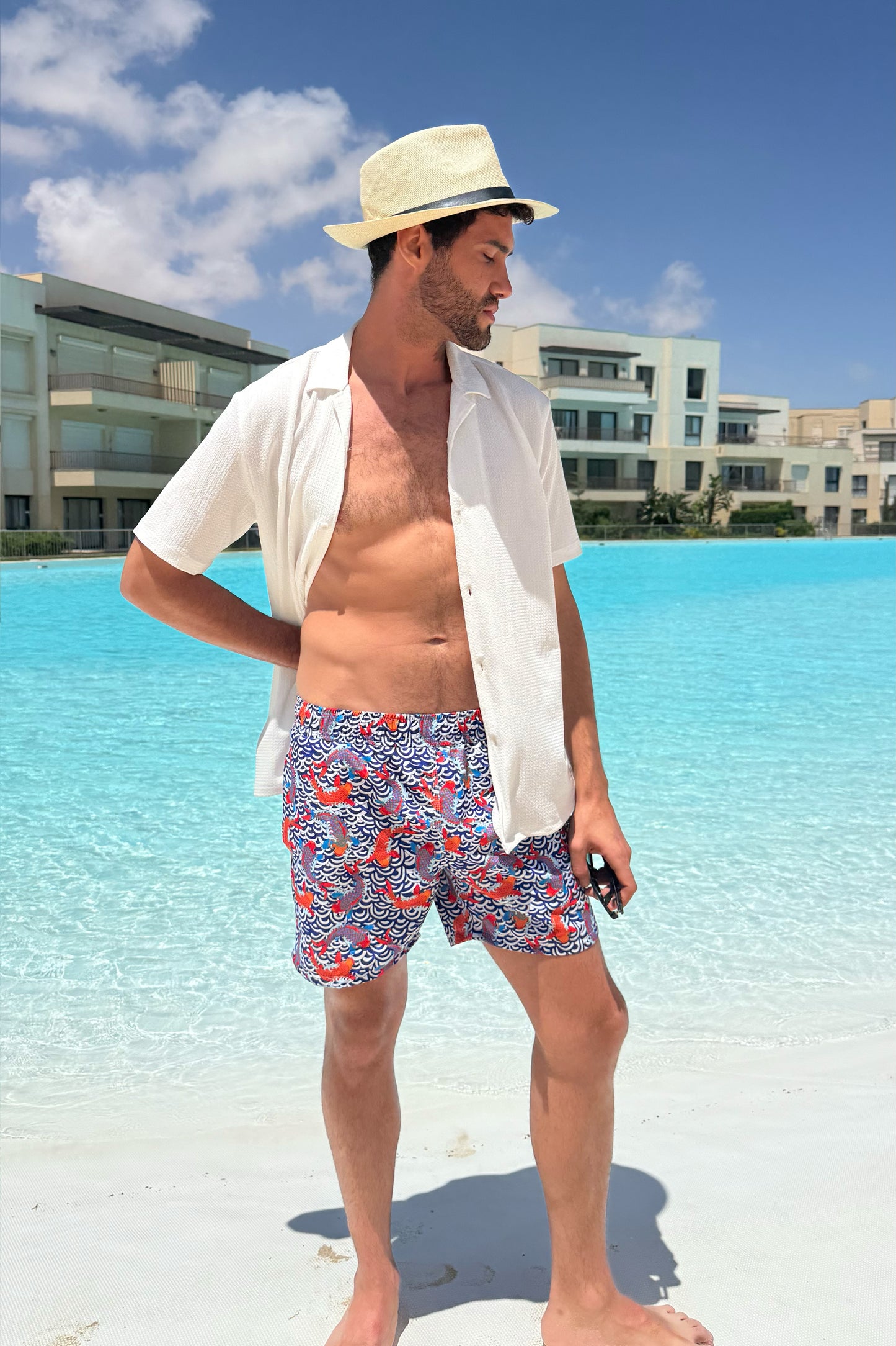 Blue Patterned Swimming suit