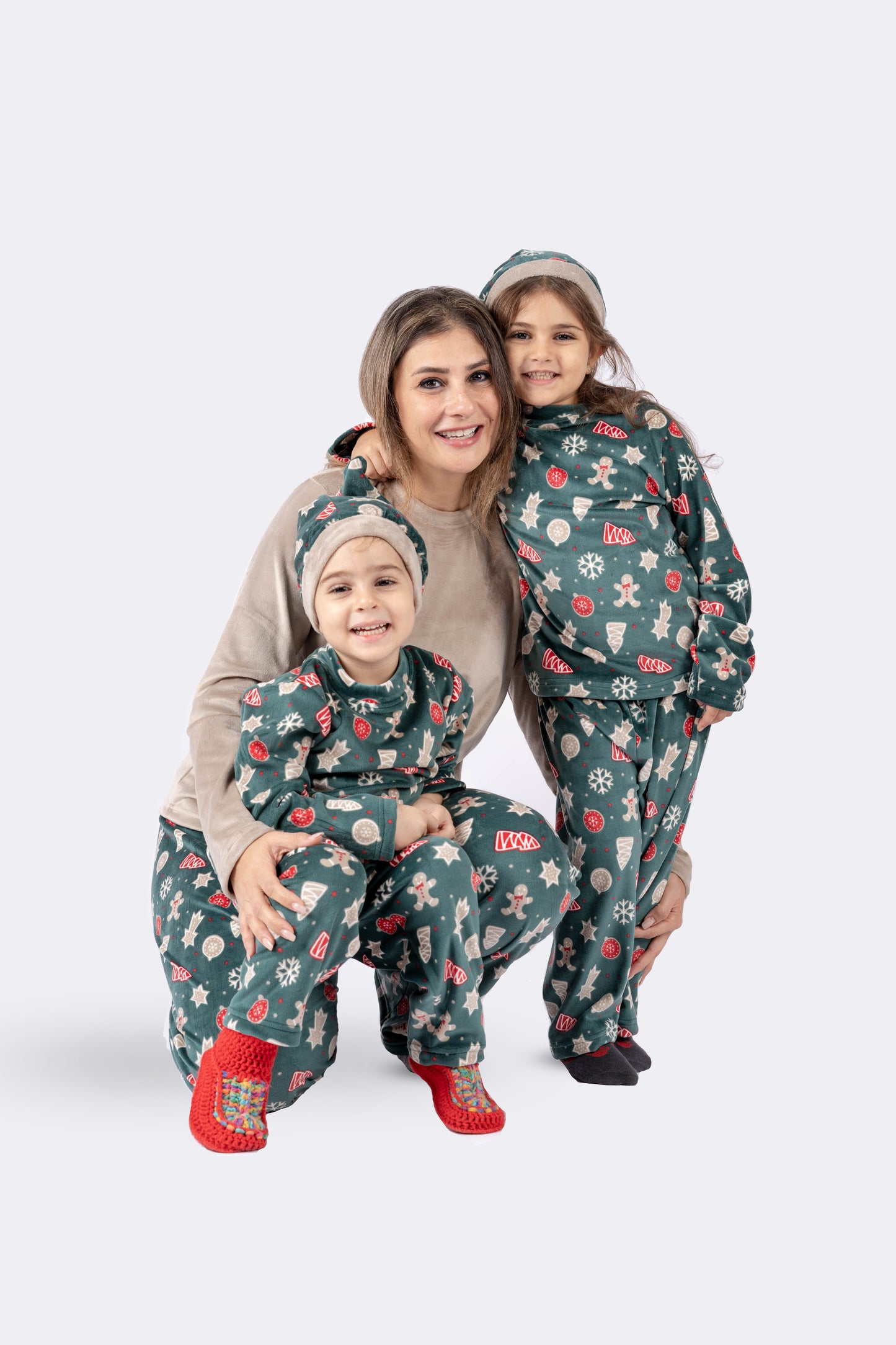 Christmas Beige & Green Pijama - Kids